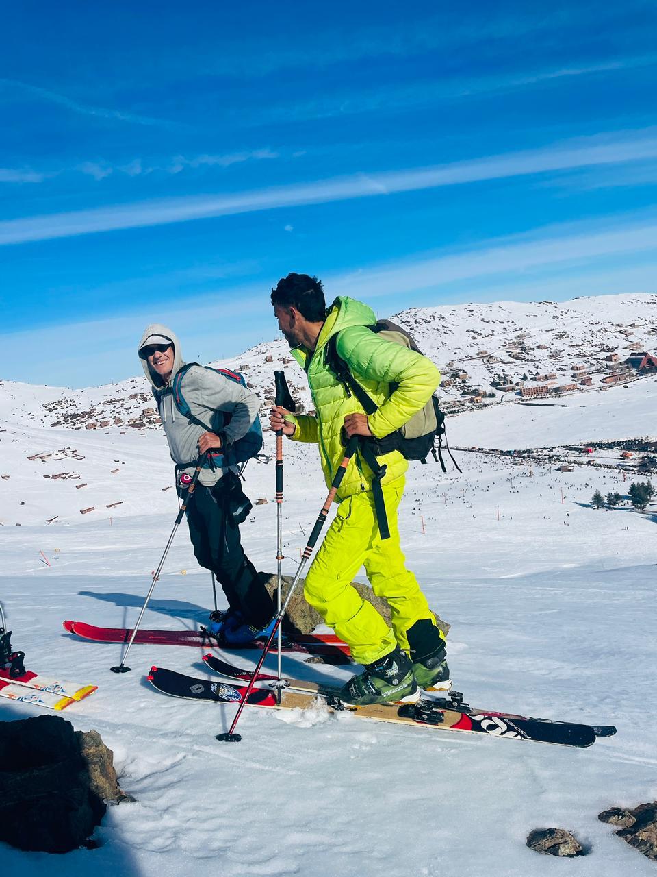 Ski touring in the High Atlas Mountains near Tizi Mizik Pass and Mount Toubkal